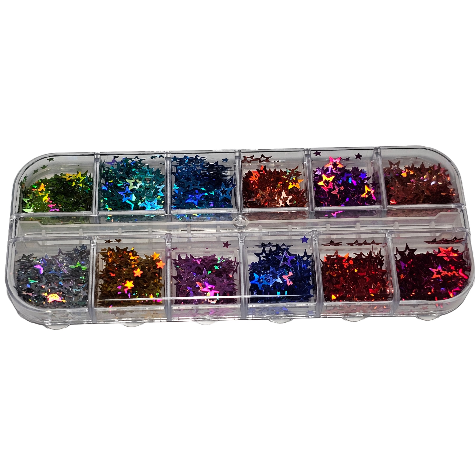Imagine pentru Cutie mix 12 culori decoratiuni unghii Stelute