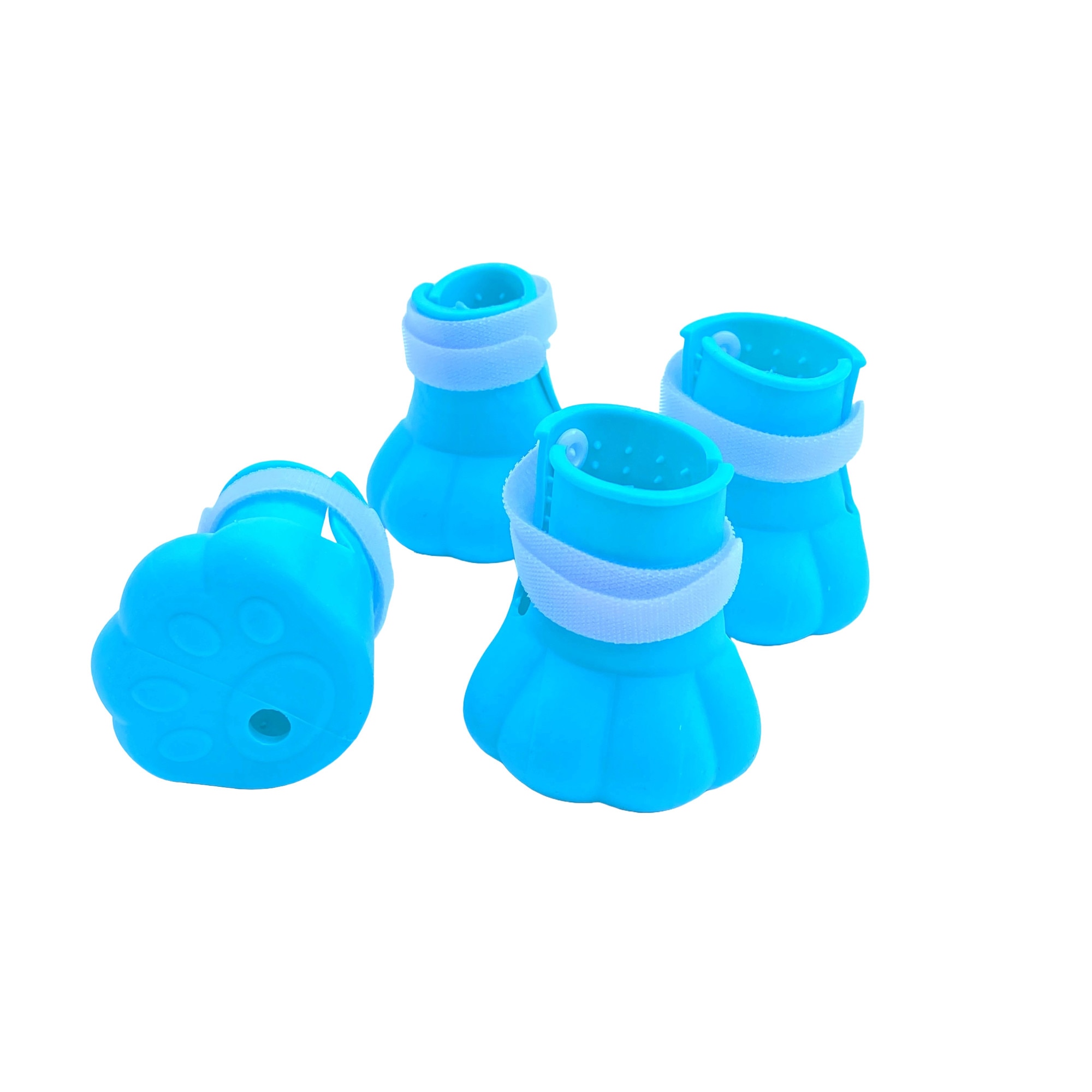 Imagine pentru Set 4 piese, incaltaminte reglabila anti-zgarieturi din silicon pentru pisici, turcoaz